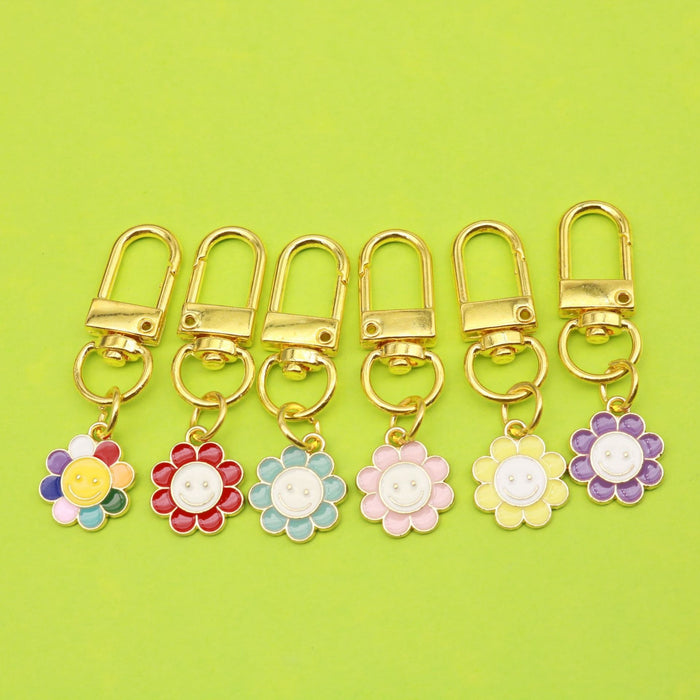 Metal Colorful Flower Keychain Bag Charm