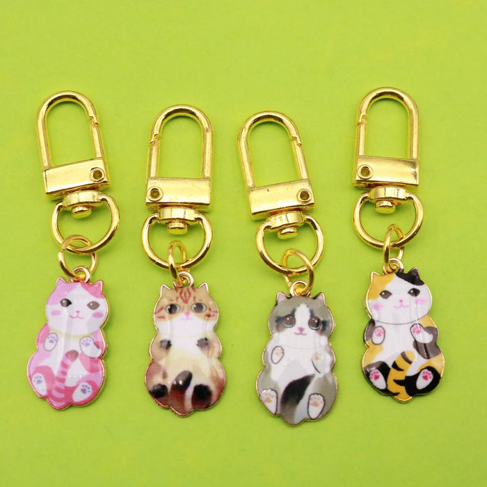 Zinc Alloy Printed Cat Keychain for Bag Charm