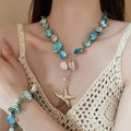 Imitation Pearl Shell Conch Starfish Jewelry Set Beach Vacation Geometric Clavicle Necklace view 1