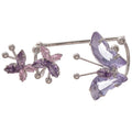 Purple Zircon Butterfly Copper Clip-On Earrings Sweet Elegant Non-Pierced Ear Cuff Jewelry For Women view 5