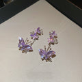 Purple Zircon Butterfly Copper Clip-On Earrings Sweet Elegant Non-Pierced Ear Cuff Jewelry For Women view 4