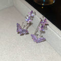 Purple Zircon Butterfly Copper Clip-On Earrings Sweet Elegant Non-Pierced Ear Cuff Jewelry For Women view 2