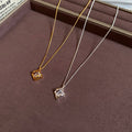 18K Gold Plated Copper Zircon Hollow Square Pendant Necklace Light Luxury Vintage Collarbone Chain view 4