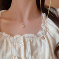 18K Gold Plated Copper Zircon Hollow Square Pendant Necklace Light Luxury Vintage Collarbone Chain view 1