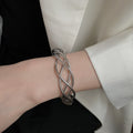 Irregular Twisted Metal Open Bangle Niche Designer Statement Bracelet With Premium Look view 4