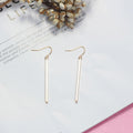 Gold Silver and Black Straight Bar Long Hook Earrings view 6