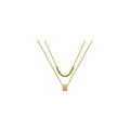 18K Gold Plated Copper Zircon Double Layer Round Pendant Necklace Light Luxury Collarbone Chain view 5