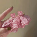Colorful Cloth Petal Mesh Flower Stud Earrings Beach Vacation Statement Jewelry view 2