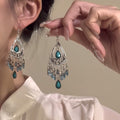 Ethnic Style Alloy Rhinestone Teardrop Tassel Drop Earrings Vintage Light Luxury Ear Hooks view 1