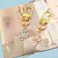Zinc Alloy Enamel Rhinestone Four Leaf Clover Keychain Bag Charm view 4
