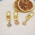 Zinc Alloy Enamel Rhinestone Four Leaf Clover Keychain Bag Charm view 3