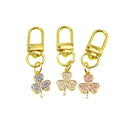 Zinc Alloy Enamel Rhinestone Four Leaf Clover Keychain Bag Charm view 5