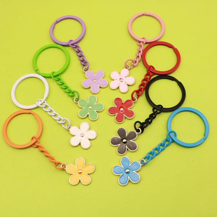 Alloy Oil Drop Flower Keychain Bag Charm