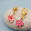 Metal Double Sided Enamel Flower Keychain For Colorful Bag Charm view 3