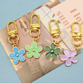 Metal Double Sided Enamel Flower Keychain For Colorful Bag Charm view 4