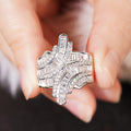 Women's Irregular Light Luxury Geometric Ring, Shiny Designer Fashion Finger Accessory view 3