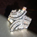 Women's Irregular Light Luxury Geometric Ring, Shiny Designer Fashion Finger Accessory view 2