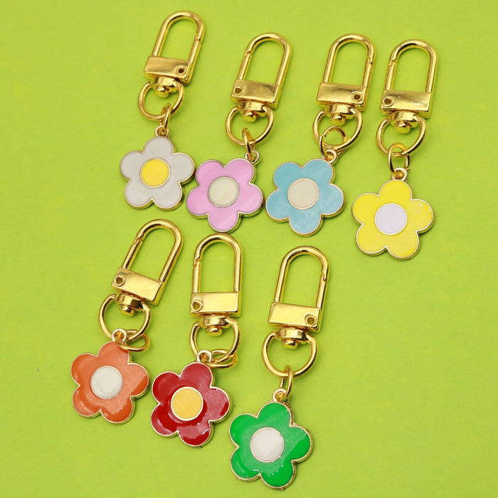 Metal Flower Keychain Bag Charm Gift