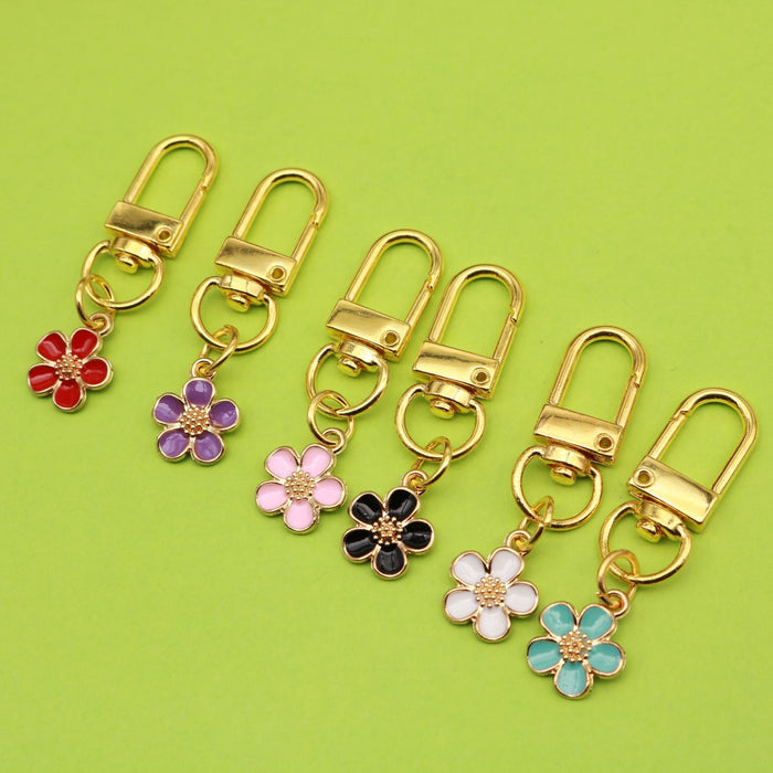 Metal Enamel Japanese Cherry Blossom Keychain Bag Charm