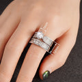 Women's Luxury Geometric Couple Ring, Elegant Wedding Engagement Jewelry For Valentine's Day view 4