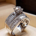 Women's Luxury Geometric Couple Ring, Elegant Wedding Engagement Jewelry For Valentine's Day view 1