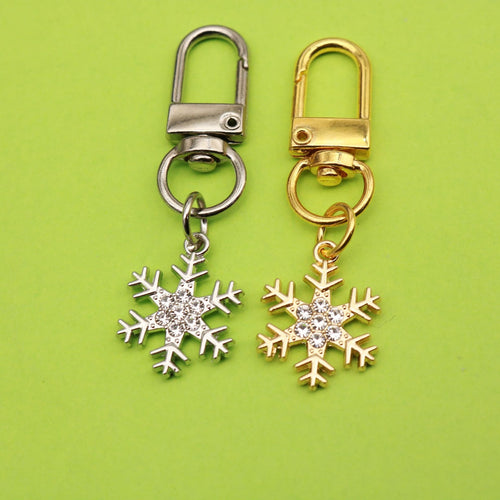 Metal Rhinestone Snowflake Keychain Bag Charm