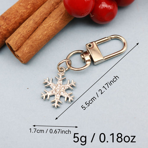 Metal Rhinestone Snowflake Keychain Bag Charm