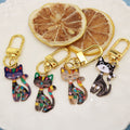 Zinc Alloy Printed Cat Keychain Animal Bag Charm Gift view 3