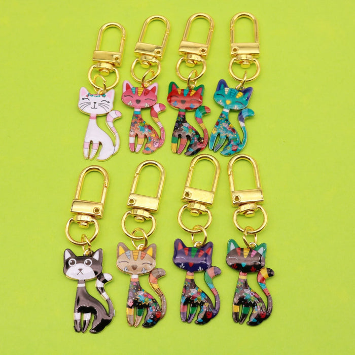 Zinc Alloy Printed Cat Keychain Animal Bag Charm Gift