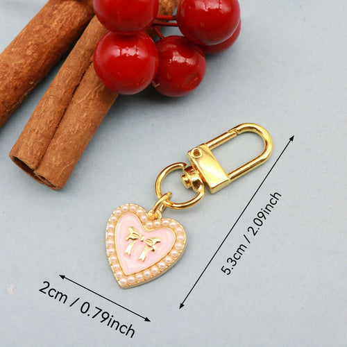 Zinc Alloy Heart Bow Keychain Bag Charm