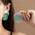 Dopamine Colorful Acrylic Geometric Oval Shrimp Chip Studs For Women Statement Elegant Earrings view 2
