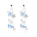 Acrylic Flower Tassel Drop Earrings With Silver Pins, Resort Style Elegant Floral Jewelry view 5