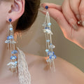 Acrylic Flower Tassel Drop Earrings With Silver Pins, Resort Style Elegant Floral Jewelry view 1