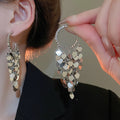 Chic Vintage Metal Heart Sequin Tassel C-Shaped Drop Earrings With Silver Pin view 3