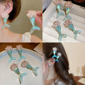 Light Luxury Mixed Material Resin Pearl Flower Fishtail Earrings And Hair Clip Jewelry Set view 1