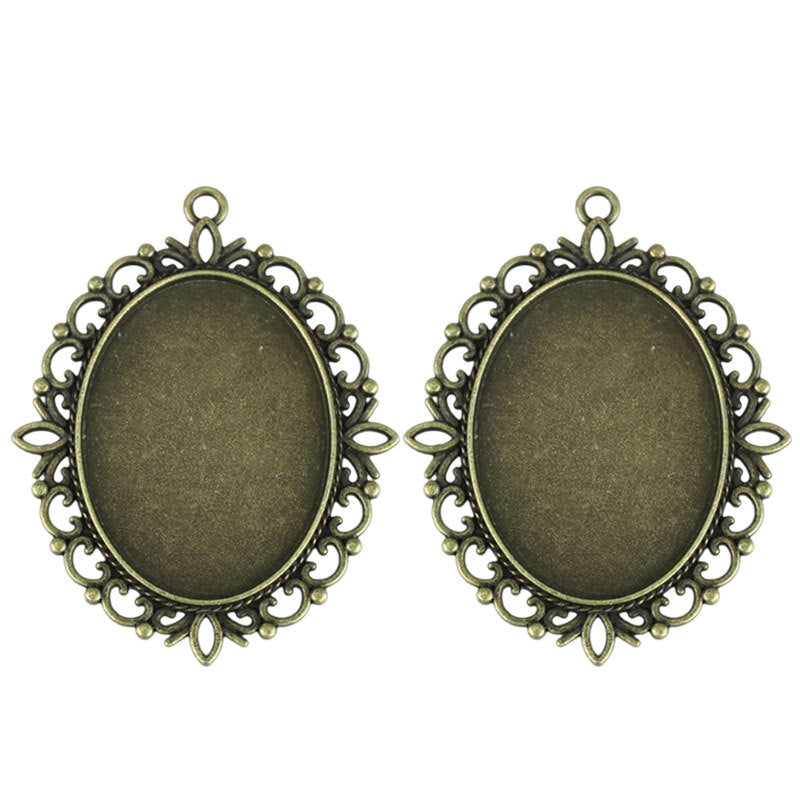 30x40mm Vintage Double-Sided Cabochon Tray Bezel Setting