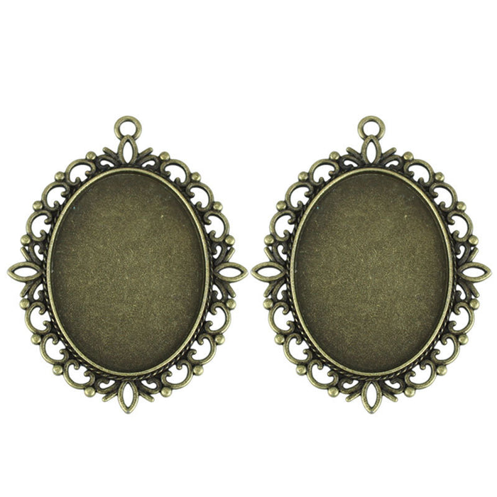 30x40mm Vintage Double-Sided Cabochon Tray Bezel Setting