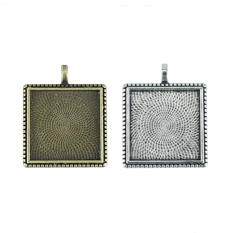 25mm Square Cabochon Tray Pendant Base