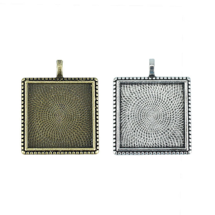 25mm Square Cabochon Tray Pendant Base