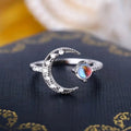 Dreamy Delicate Moon Ring For Women, Faux Moonstone Sweet Daily Wear Adjustable Finger Jewelry view 2