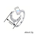 Dreamy Delicate Moon Ring For Women, Faux Moonstone Sweet Daily Wear Adjustable Finger Jewelry view 4