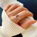 Dreamy Delicate Moon Ring For Women, Faux Moonstone Sweet Daily Wear Adjustable Finger Jewelry view 3