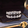 French Lady Double Layer Ring With Sparkling Zircon, Elegant Daily Wear Women's Finger Jewelry view 1