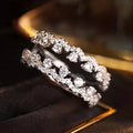 French Lady Double Layer Ring With Sparkling Zircon, Elegant Daily Wear Women's Finger Jewelry view 2
