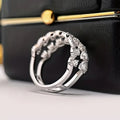 French Lady Double Layer Ring With Sparkling Zircon, Elegant Daily Wear Women's Finger Jewelry view 3