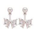 Copper Zircon Bow Pendant Drop Earrings For Women Sweet Designer Niche Style view 5