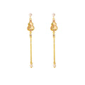Elegant Chinese Style Gold Alloy Gourd Flower Pearl Enamel Long Tassel Stud Drop Earrings view 5