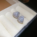 Light Luxury Copper Zircon Teardrop Stud Earrings For Women, Delicate Fashion Design view 2
