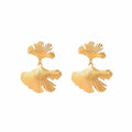 Vintage Exaggerated Gold Leaf Drop Earrings Hollow Butterfly Ginkgo Statement Earrings view 5
