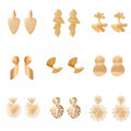 Vintage Exaggerated Gold Leaf Drop Earrings Hollow Butterfly Ginkgo Statement Earrings view 1